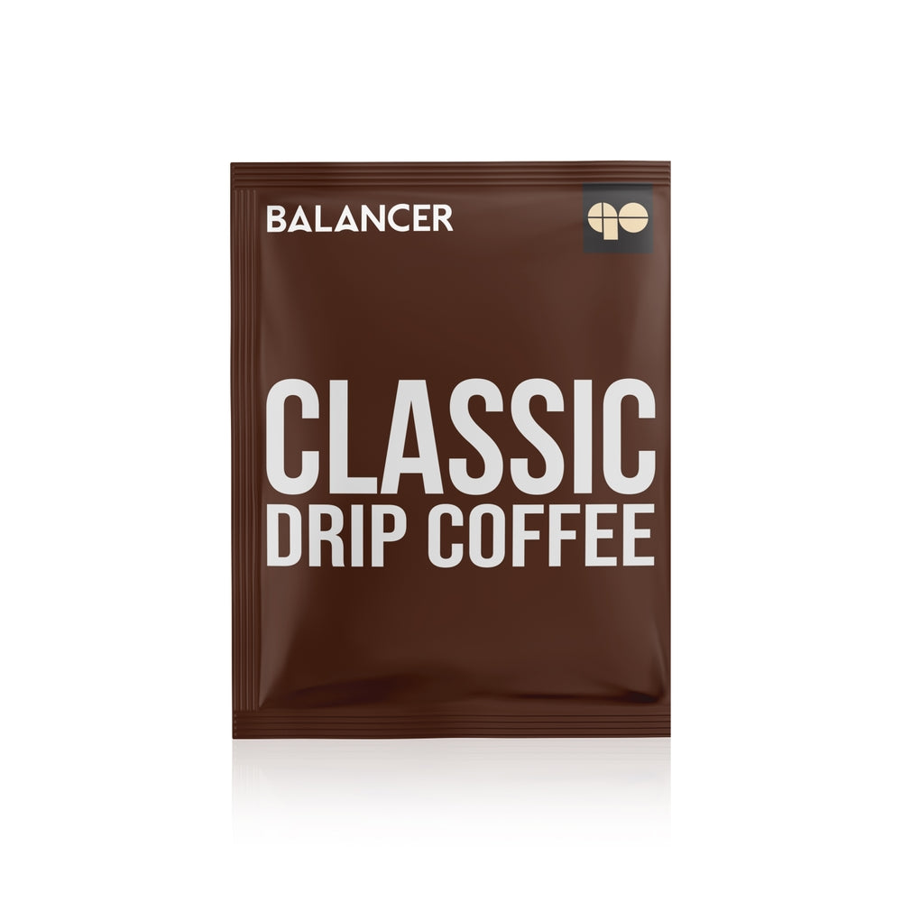 Freshly roasted natural ground BALANCER coffee with classic flavor, 5 drip bags