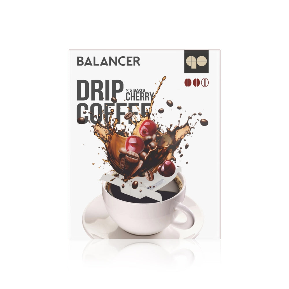 Freshly roasted natural ground BALANCER coffee with cherry flavor, 5 drip bags