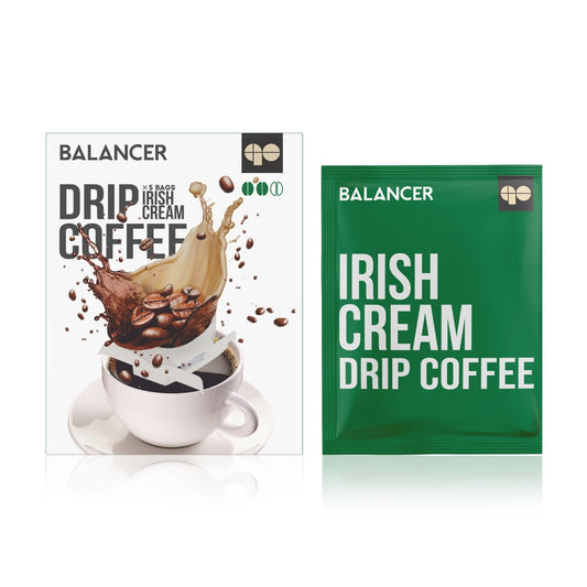 Freshly roasted natural ground BALANCER coffee with Irish cream flavor, 5 drip bags