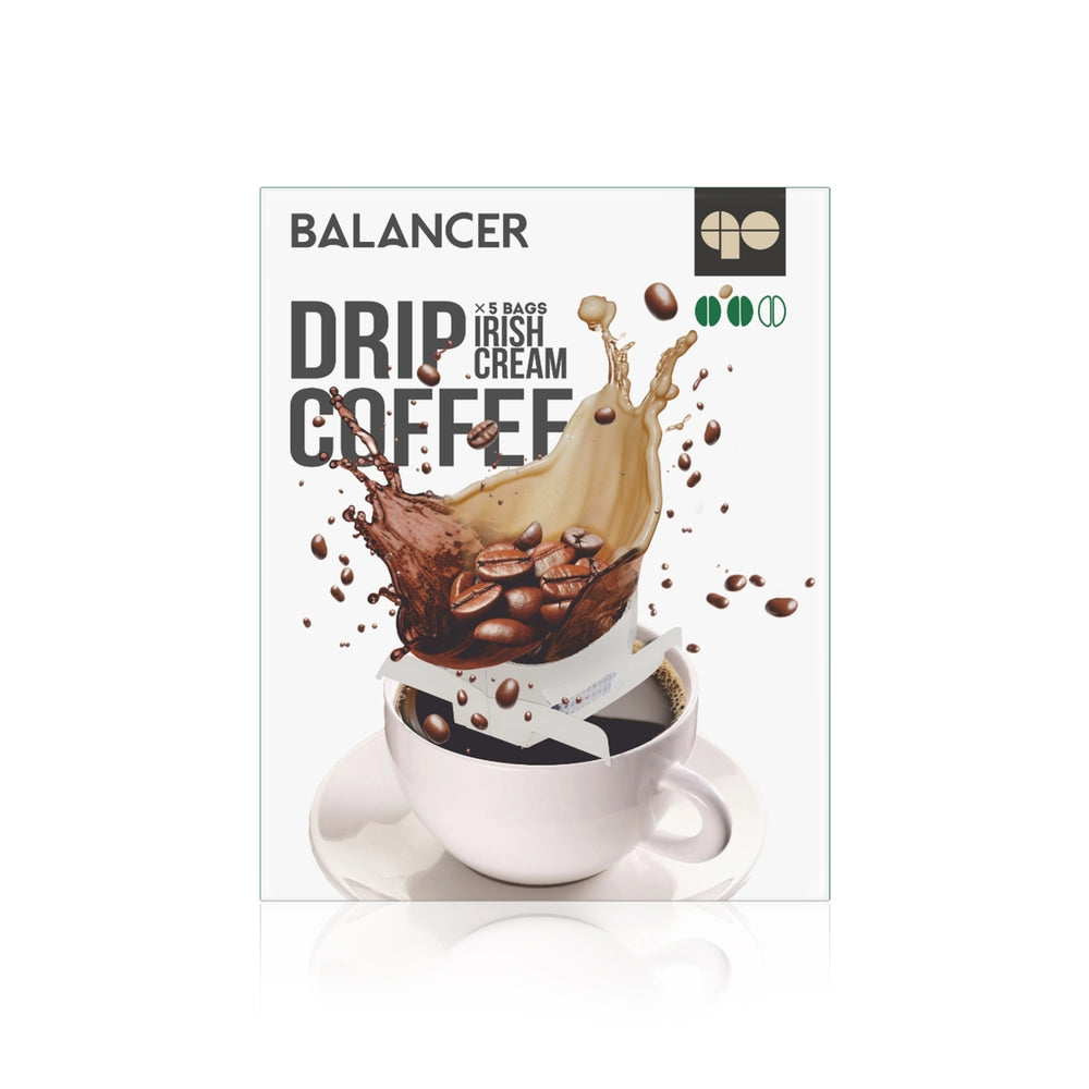 Freshly roasted natural ground BALANCER coffee with Irish cream flavor, 5 drip bags