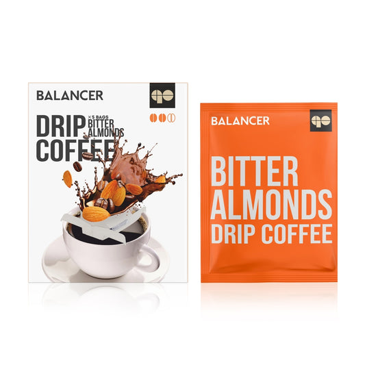 Freshly roasted natural ground BALANCER coffee with bitter almond flavor, 5 drip bags