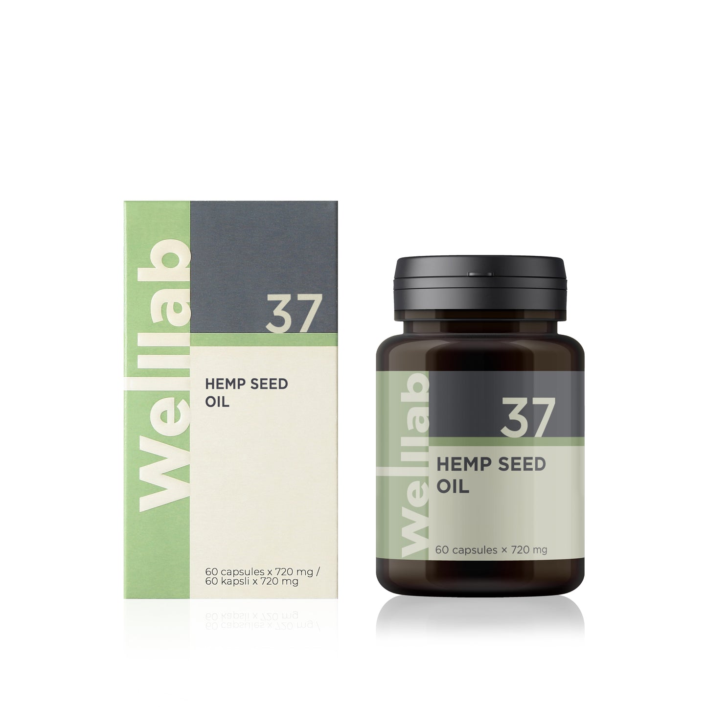 Maisto papildas su kanapių aliejumi WELLLAB HEMP SEED OIL, 60 kapsulių