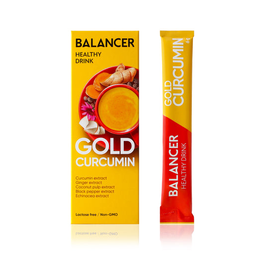 Gėrimas su ciberžole GOLD CURCUMIN, 10 pakelių | BALANCER