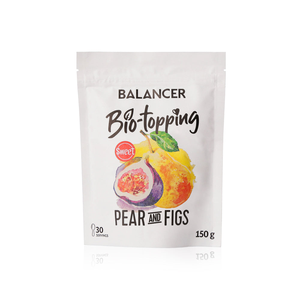 BALANCER Bio-topping skaidulos kriaušės & figos, saldus, 150 g