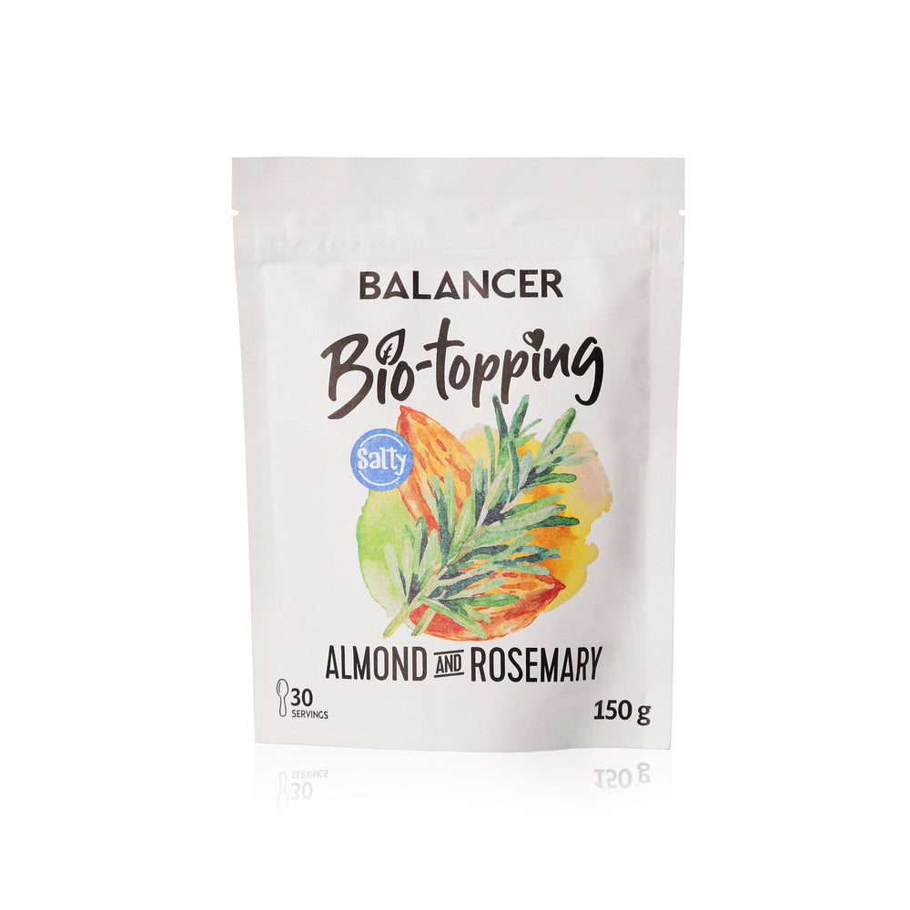 BALANCER Bio-topping skaidulos migdolai & rozmarinas, sūrus, 150 g