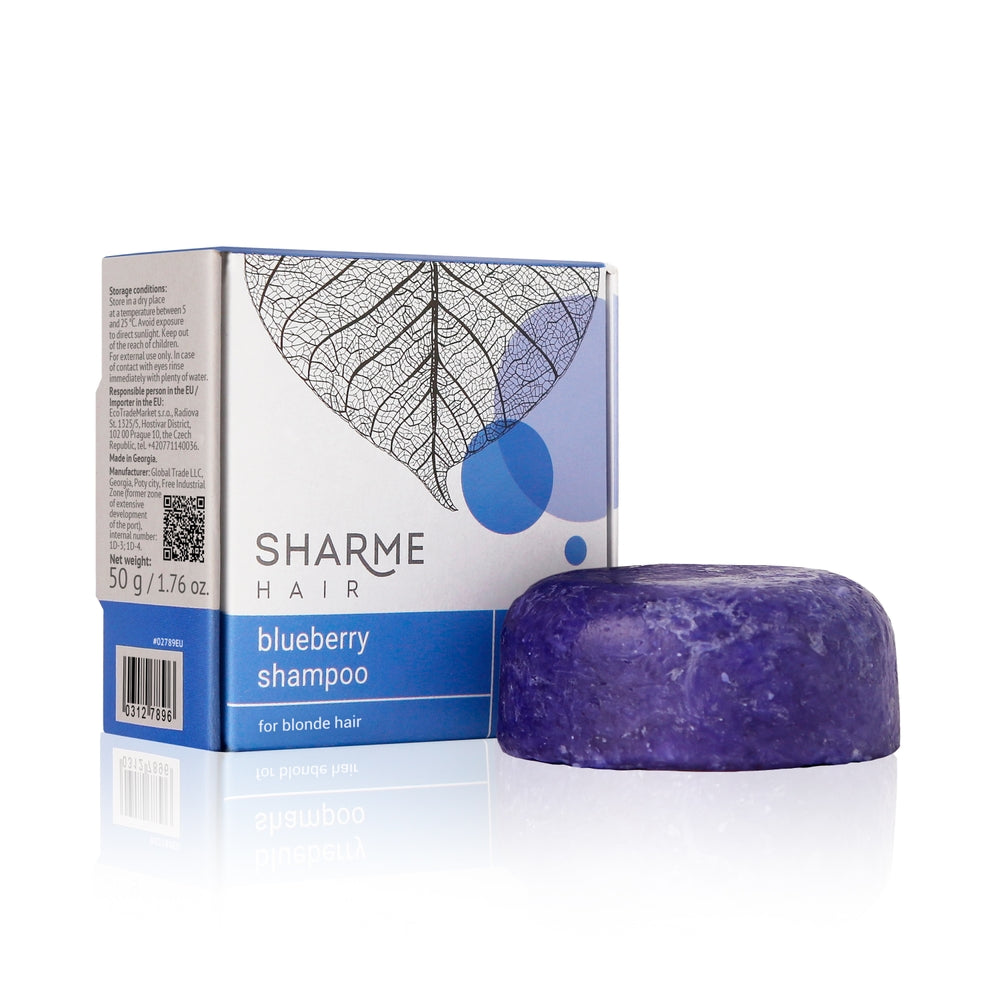 Sharme Hair Blueberry natural solid shampoo with blueberry fragrance for blonde hair, 50g