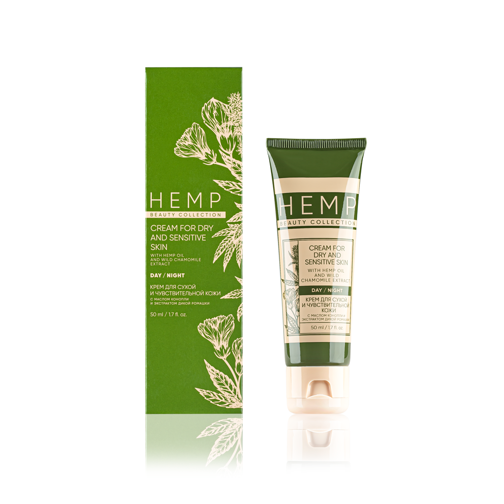 HEMP Moisturizing Cream sausai ir jautriai odai, 50 ml